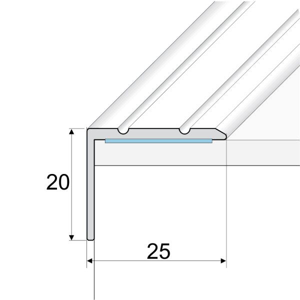 A36 25 x 20mm Anodised Aluminium Self Adhesive Stair Nosing Edge Trim - Image 2