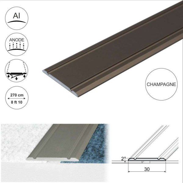 A02 30mm Anodised Aluminium Flat Self Adhesive Door Threshold Strip - Image 6