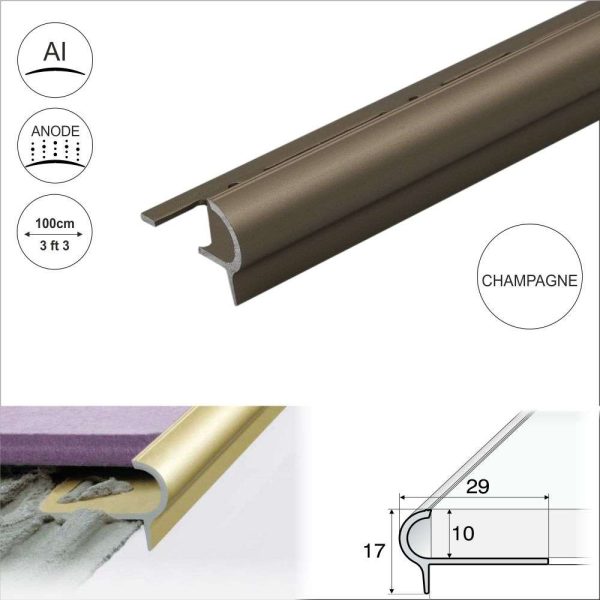 A80 29mm x 17mm x 10mm Stair Nosing Edge Trim Step Edging For Tiles - Image 6