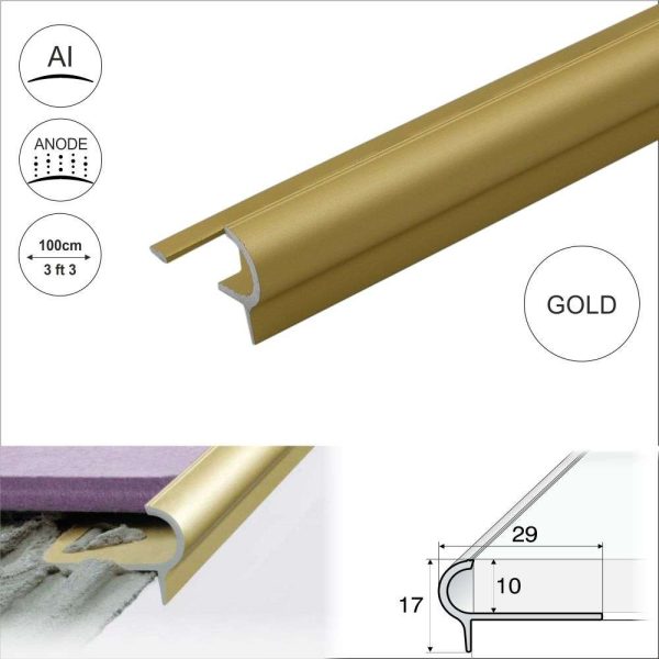 A80 29mm x 17mm x 10mm Stair Nosing Edge Trim Step Edging For Tiles - Image 8