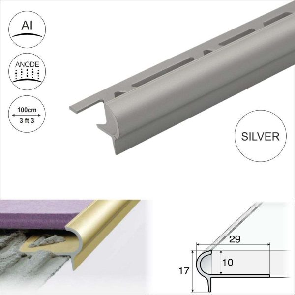 A80 29mm x 17mm x 10mm Stair Nosing Edge Trim Step Edging For Tiles - Image 11