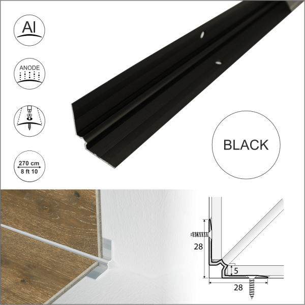 C31 28 x 28mm Anodised Aluminium LVT Stair nosing Inner Corner For 5mm Flooring - Image 4