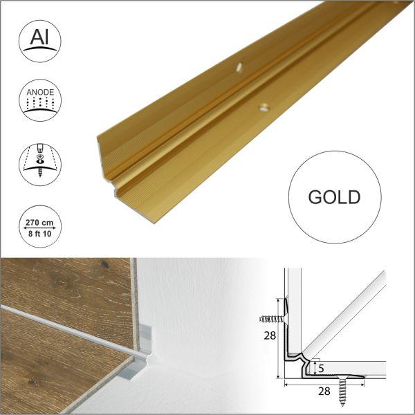 C31 28 x 28mm Anodised Aluminium LVT Stair nosing Inner Corner For 5mm Flooring - Image 8