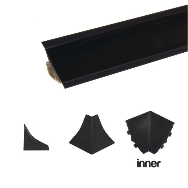 Finishing Elements for Worktop Profile Strip Splashback Edging Trim – Black, INNER CORNER