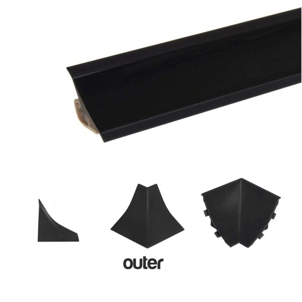 Finishing Elements for Worktop Profile Strip Splashback Edging Trim – Black, OUTER CORNER