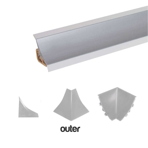 Finishing Elements for Worktop Profile Strip Splashback Edging Trim - Silver, OUTER CORNER