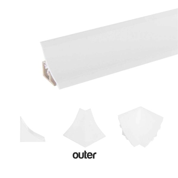 Finishing Elements for Worktop Profile Strip Splashback Edging Trim – White, OUTER CORNER