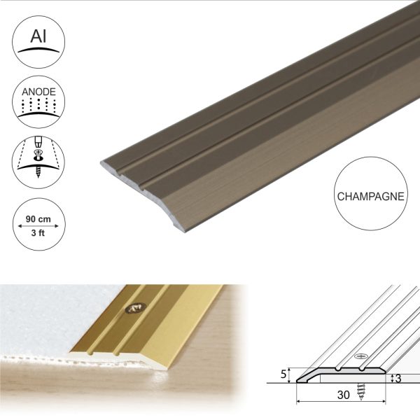 A01 30mm Anodised Aluminium Door Threshold Ramp Profile - Image 5