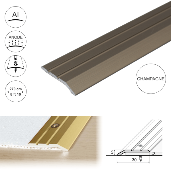 A01 30mm Anodised Aluminium Door Threshold Ramp Profile - Image 15