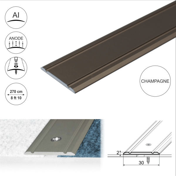 A02 30mm Anodised Aluminium Flat Door Threshold Strip - Image 6