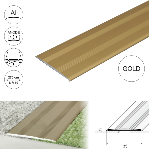 A08 35mm Anodised Aluminium Flat Self Adhesive Door Threshold Strip - Image 7