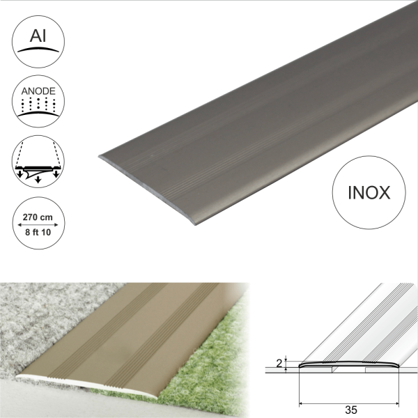 A08 35mm Anodised Aluminium Flat Self Adhesive Door Threshold Strip - Image 9