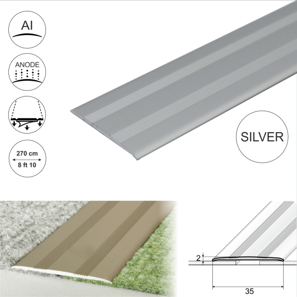 A08 35mm Anodised Aluminium Flat Self Adhesive Door Threshold Strip - Image 11