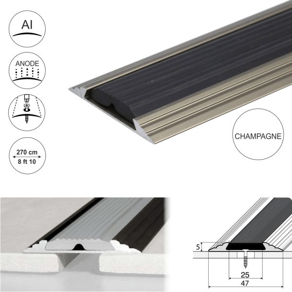 A10 50mm Anodised Aluminium Flat Non Slip Door Threshold Strip - Image 3