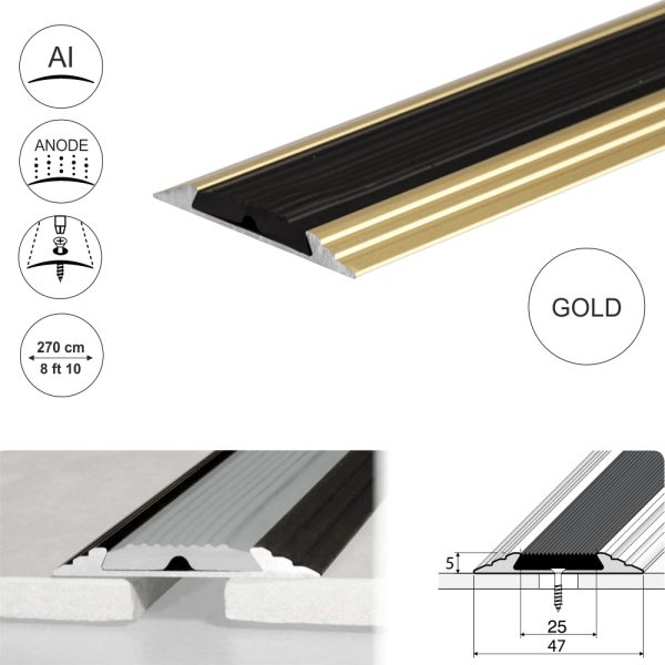 A10 50mm Anodised Aluminium Flat Non Slip Door Threshold Strip - Image 4