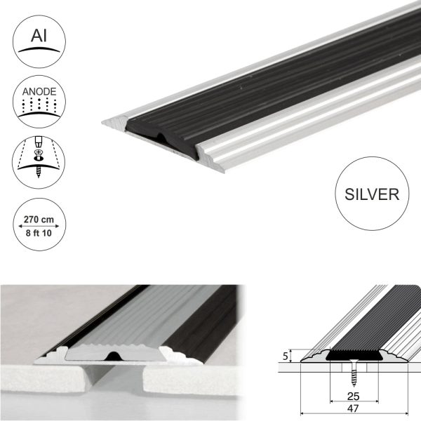 A10 50mm Anodised Aluminium Flat Non Slip Door Threshold Strip - Image 5