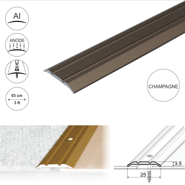 A12 25mm Anodised Aluminium Flat Door Threshold Strip - Image 4