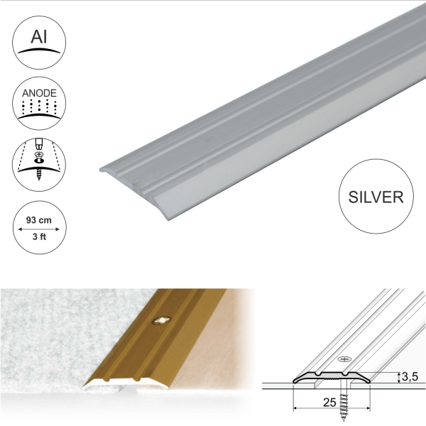 A12 25mm Anodised Aluminium Flat Door Threshold Strip - Image 6