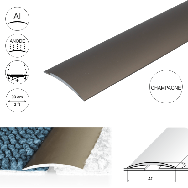 A13 40mm Anodised Aluminium Self Adhesive Door Threshold Strip - Image 4