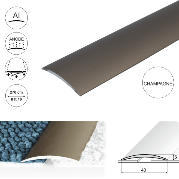 A13 40mm Anodised Aluminium Self Adhesive Door Threshold Strip - Image 5