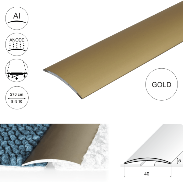 A13 40mm Anodised Aluminium Self Adhesive Door Threshold Strip - Image 7