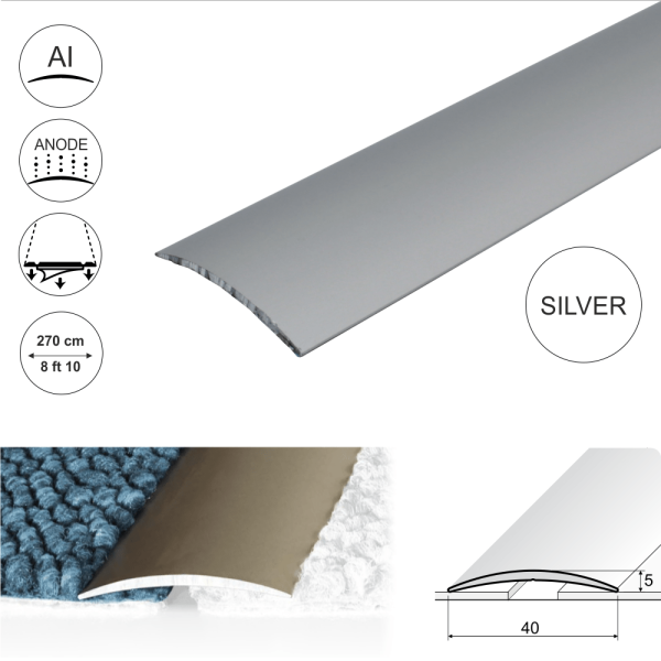 A13 40mm Anodised Aluminium Self Adhesive Door Threshold Strip - Image 11