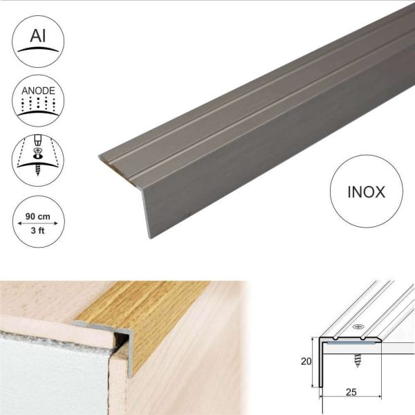 A36 25 x 20mm Anodised Aluminium Self Adhesive Stair Nosing Edge Trim - Image 8