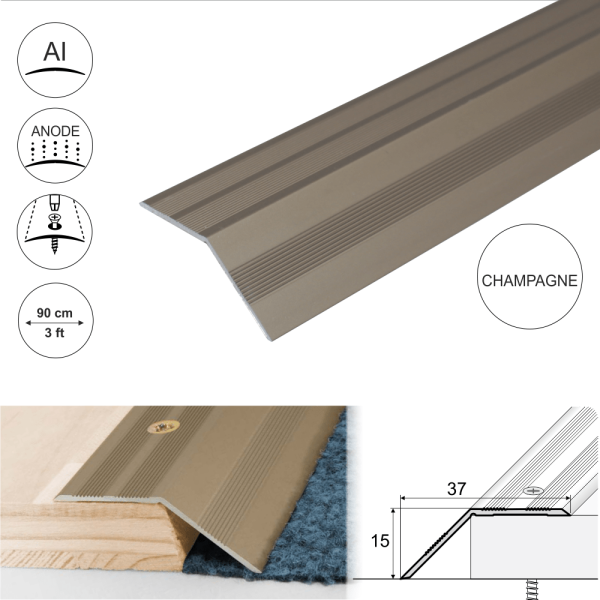 A39 37mm Anodised Aluminium Door Threshold Ramp Profile - Image 5