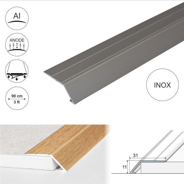 A45 31mm Anodised Aluminium Self Adhesive Door Threshold Ramp Profile - Image 10