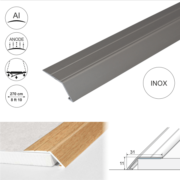 A45 31mm Anodised Aluminium Self Adhesive Door Threshold Ramp Profile - Image 11