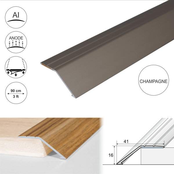 A47 41mm Anodised Aluminium Self Adhesive Door Threshold Ramp Profile - Image 5