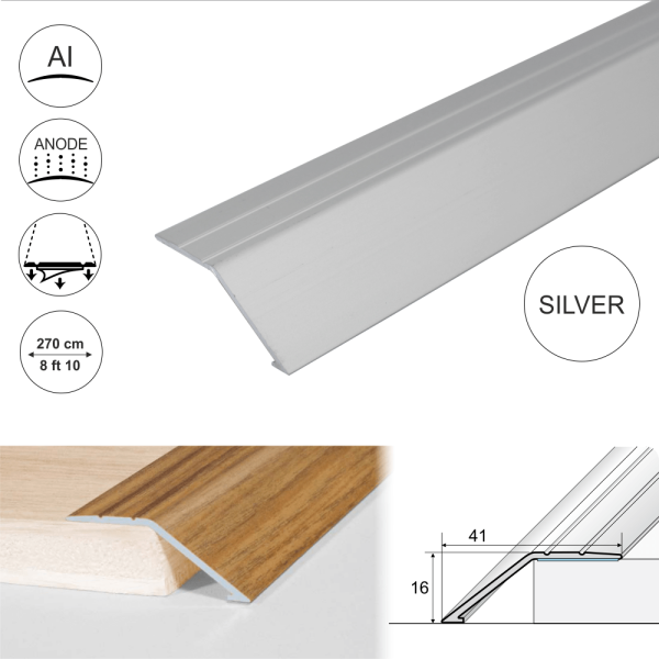 A47 41mm Anodised Aluminium Self Adhesive Door Threshold Ramp Profile - Image 12