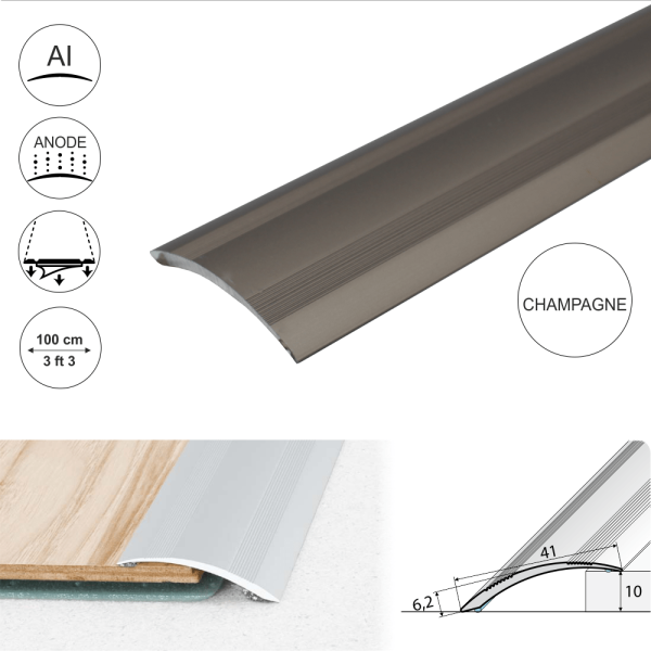 A48 41mm Anodised Aluminium Self Adhesive Door Threshold Ramp Profile - Image 5