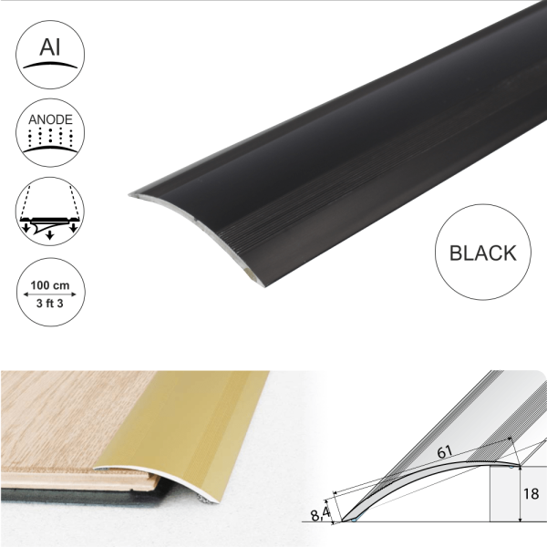 A49 61mm Anodised Aluminium Self Adhesive Door Threshold Ramp Profile - Image 3