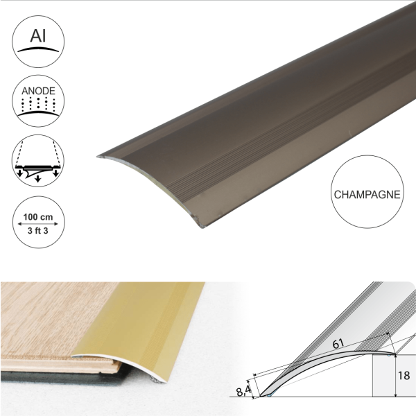 A49 61mm Anodised Aluminium Self Adhesive Door Threshold Ramp Profile - Image 5