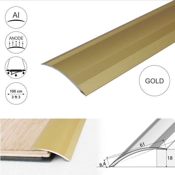 A49 61mm Anodised Aluminium Self Adhesive Door Threshold Ramp Profile - Image 7