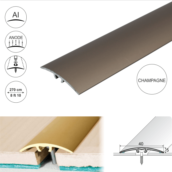 A64 40mm Anodised Aluminium Door Threshold Strip - Image 6