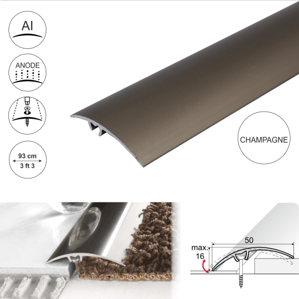 A65 50mm Anodised Aluminium Door Threshold Strip - Image 5