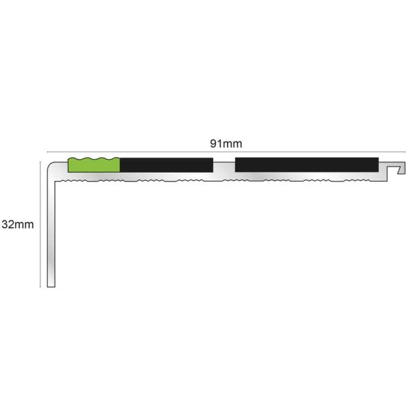 AHD11 91 x 32mm Tredsafe Non Slip Stair Nosing - Image 2