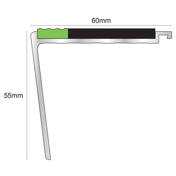 AHD24 60 x 55mm Tredsafe Non Slip DDA Compliant Stair Nosing - Image 2