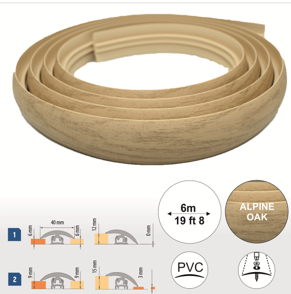 Flex Line 40mm Pvc Flexible Flooring Transition Profile Door Threshold - Image 5