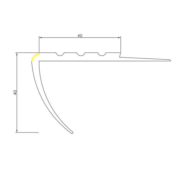 Flexible Non-Slip Stair Nosing, 40x40mm Warning 730-RD-O - Image 3