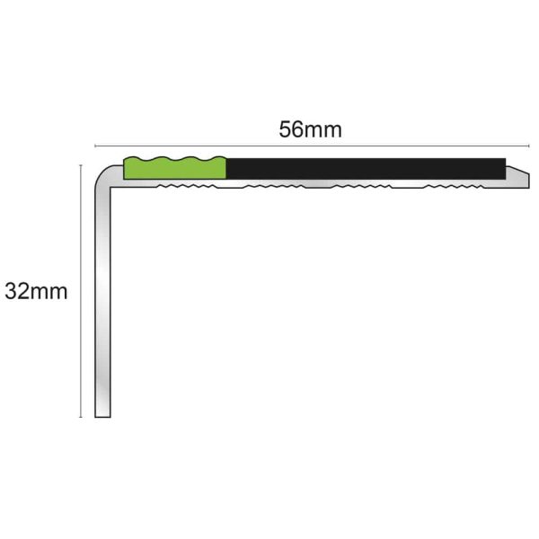 ASL01 Tredsafe 56x32mm Aluminium Non Slip Stair Nosing Edge Trim With Pvc Insert - Image 2