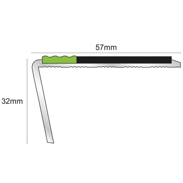 ASL02 57x32mm Aluminium Non Slip Stair Nosing Edge Trim With Pvc Insert - Image 2