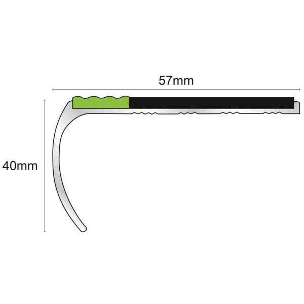 ASL03 Tredsafe 57x40mm Aluminium Non Slip Stair Nosing Edge Trim With Pvc Insert - Image 2