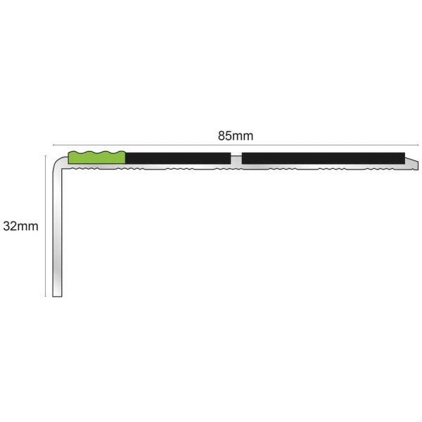 ASL09 Tredsafe 85x30mm Aluminium Non Slip Stair Nosing Edge Trim With Pvc Insert - Image 2