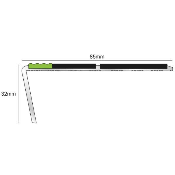 ASL10 Tredsafe 85x32mm Aluminium Non Slip Stair Nosing Edge Trim With Pvc Insert - Image 2