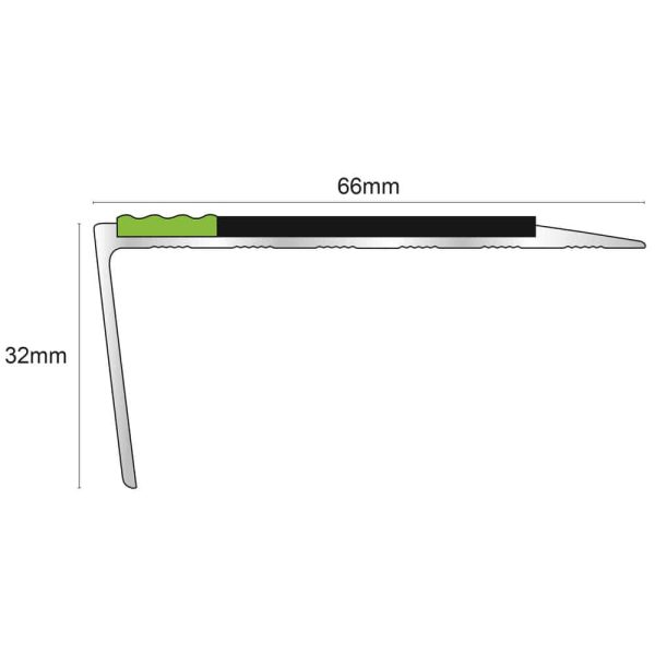 ASL16 Tredsafe 66x32mm Aluminium Non Slip Stair Nosing Edge Trim With Pvc Insert - Image 2