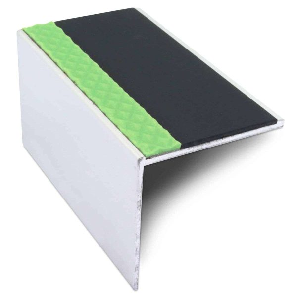 ASL19 56x55mm DDA Compliant Aluminium Non Slip Stair Nosing Edge Trim With Pvc Insert