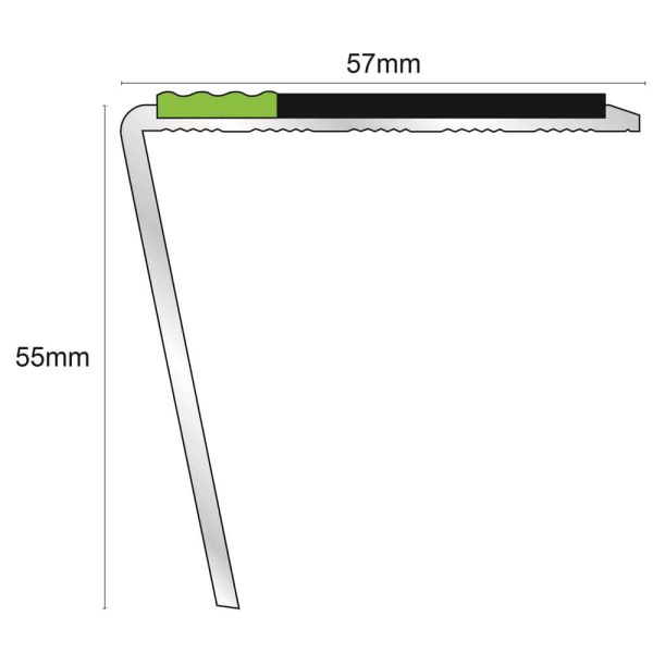 ASL20 57x55mm TredSafe DDA Compliant Aluminium Non Slip Stair Nosing Edge Trim With Pvc Insert - Image 2